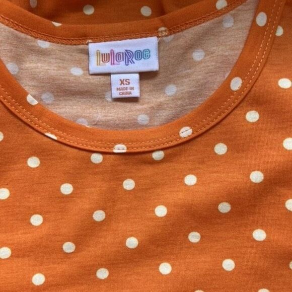LulaRoe‎ Jessie Swing Dress Size XS Orange Polka Dot Side Pockets New Comfort - Picture 7 of 10